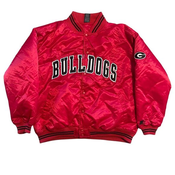 STARTER Other - Georgia Bulldogs Jacket Mens XLarge Red Starter Bomber Satin Spellout Vintage
